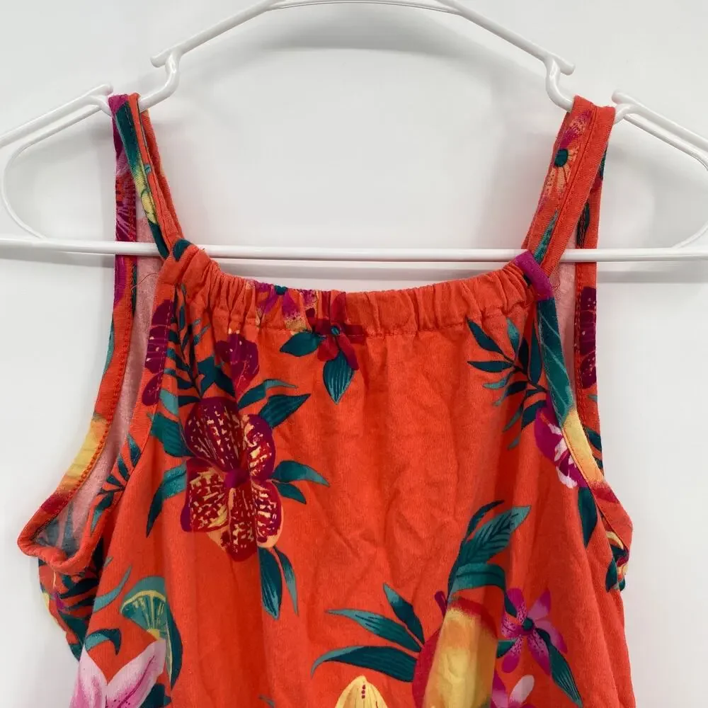 Old Navy Girls Tank Shorts Romper Orange Floral Jumpsuit XXL 16 Plus